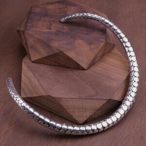 *sold ebay* Sterling 925 Artisan Snake Bone Geometric Dot Collar Choker Necklace